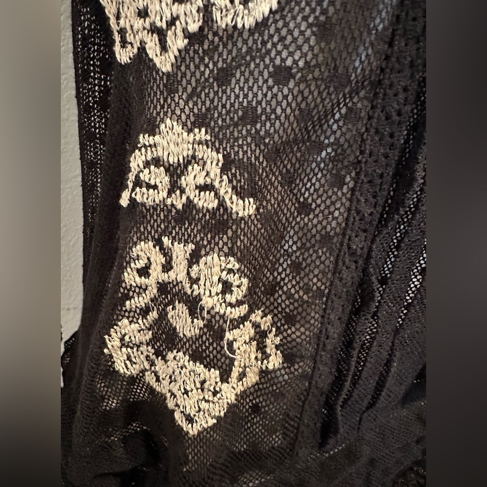 Free People Jocelyn Sheer Mesh Lace Embroidered Tunic Black Size Small - Picture 5 of 10